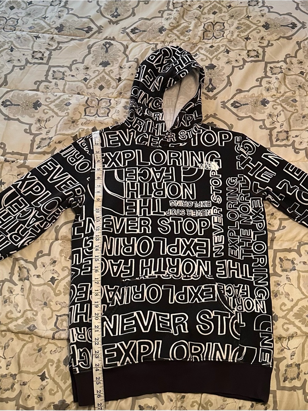The North Face Hoodie Black Graphic Hoodie - 'Never Stop Exploring'